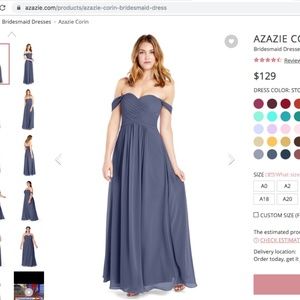 Blue Floor Length Bridemaid's Dress